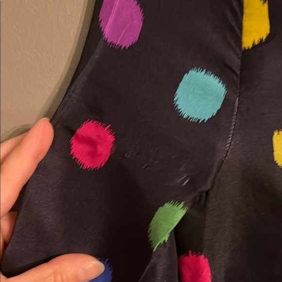 Kate Spade Belina Navy Blue Mini Dress with Colorful Polka Dots 100% Silk - Picture 3 of 4